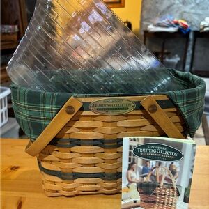Longaberger Traditions Basket with Green Plaid Liner